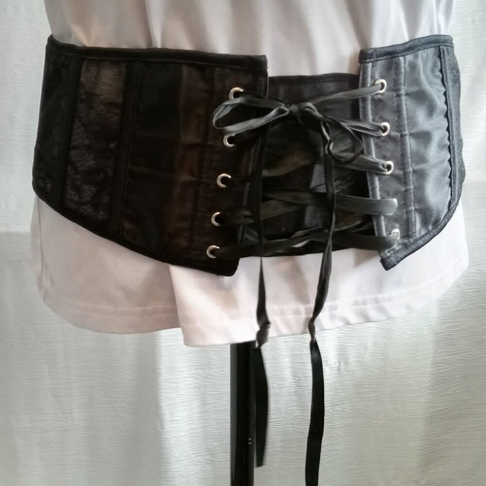 Pretty black corset belt with lace and laces